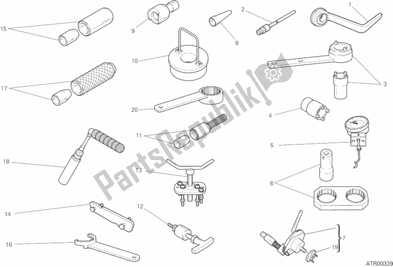 Alle onderdelen voor de 01a - Werkplaatsgereedschap, Motor van de Ducati Monster 1200 R 2017